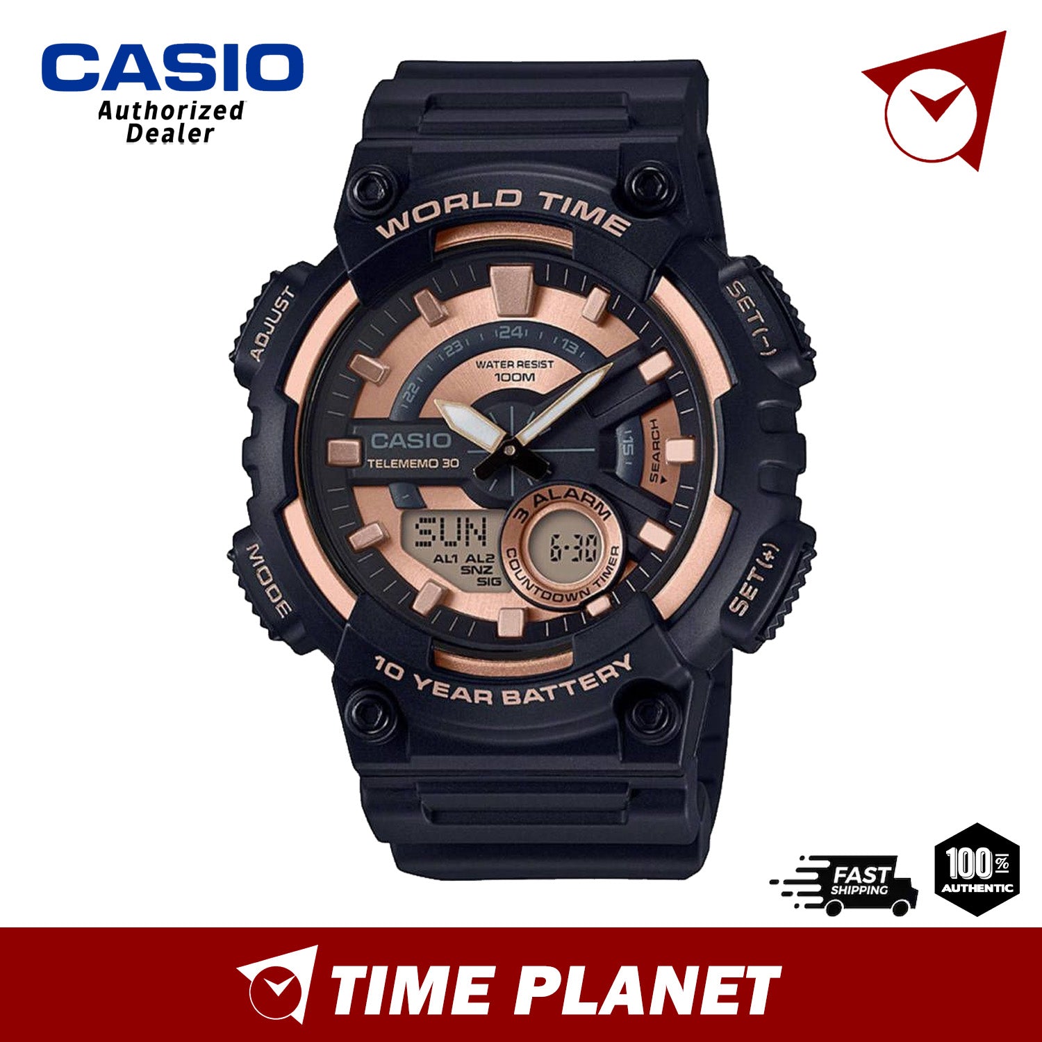 Casio Reloj para Hombres de Cuarzo con Correa en plástico AEQ-110W-1BVCF Casio Reloj para Hombres de Cuarzo con Correa en plástico AEQ-110W-1BVCF