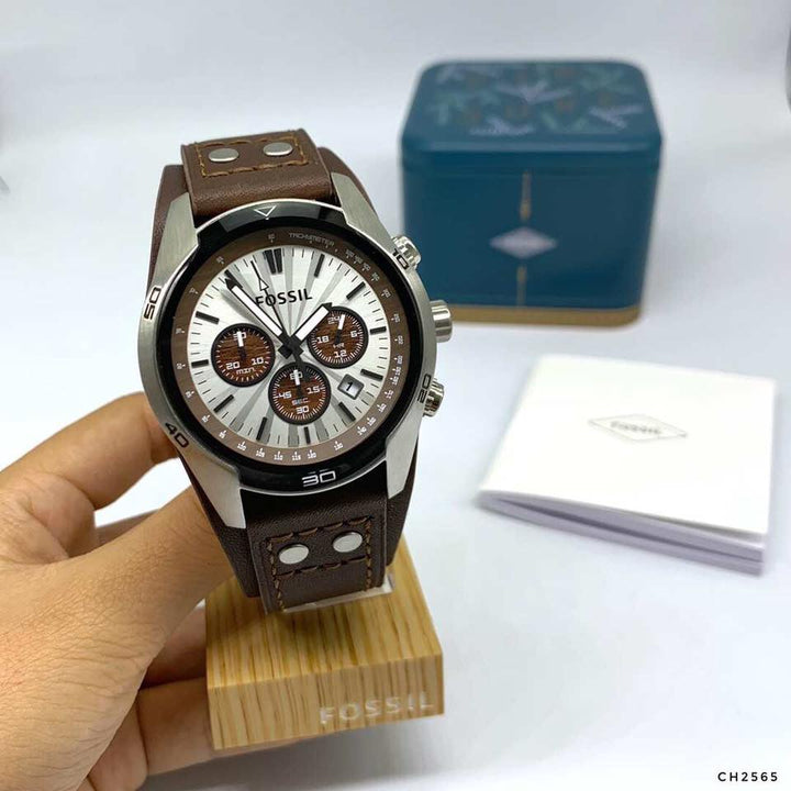Fs Ch2891 Fossil Coachman Chronograph Black Dial Brown Leather Men Watch [Offic ...