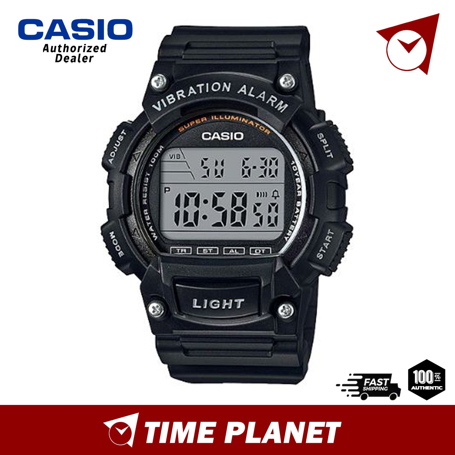 Casio W-736H-5AVCF Orologio Sportivo Uomo - Digitale Con Doppio Display, Cronometro E Impermeabilità 100m
