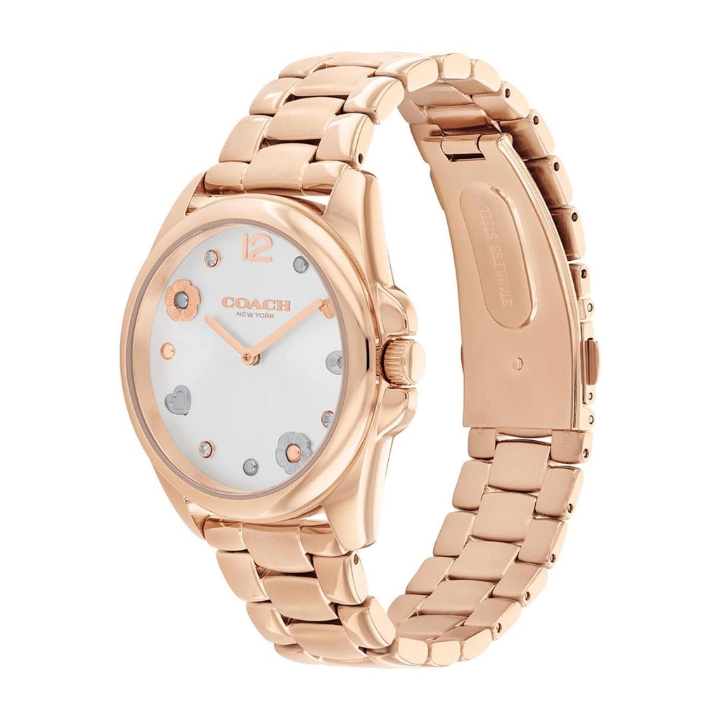 Coach New York Rose Gold Stainless Steel Strap Women Watch