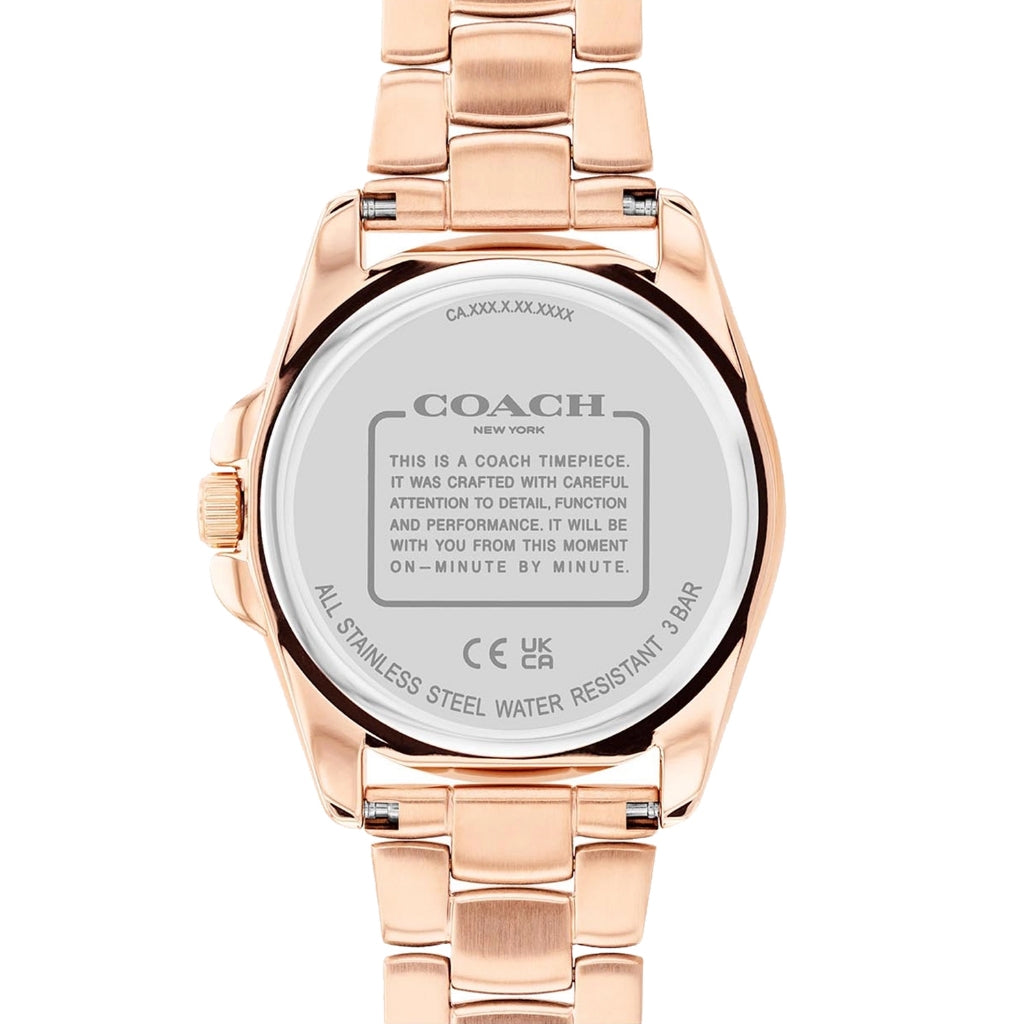 Coach New York Rose Gold Stainless Steel Strap Women Watch